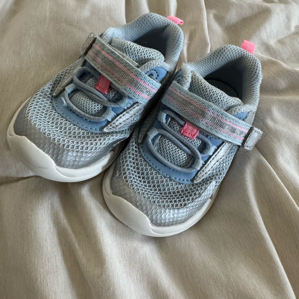 Stride Rite Blue and Pink Sneakers with Velcro Closure